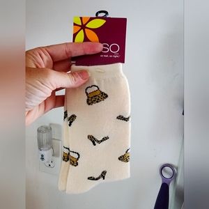 SO socks, women shoe size 4-10, cream